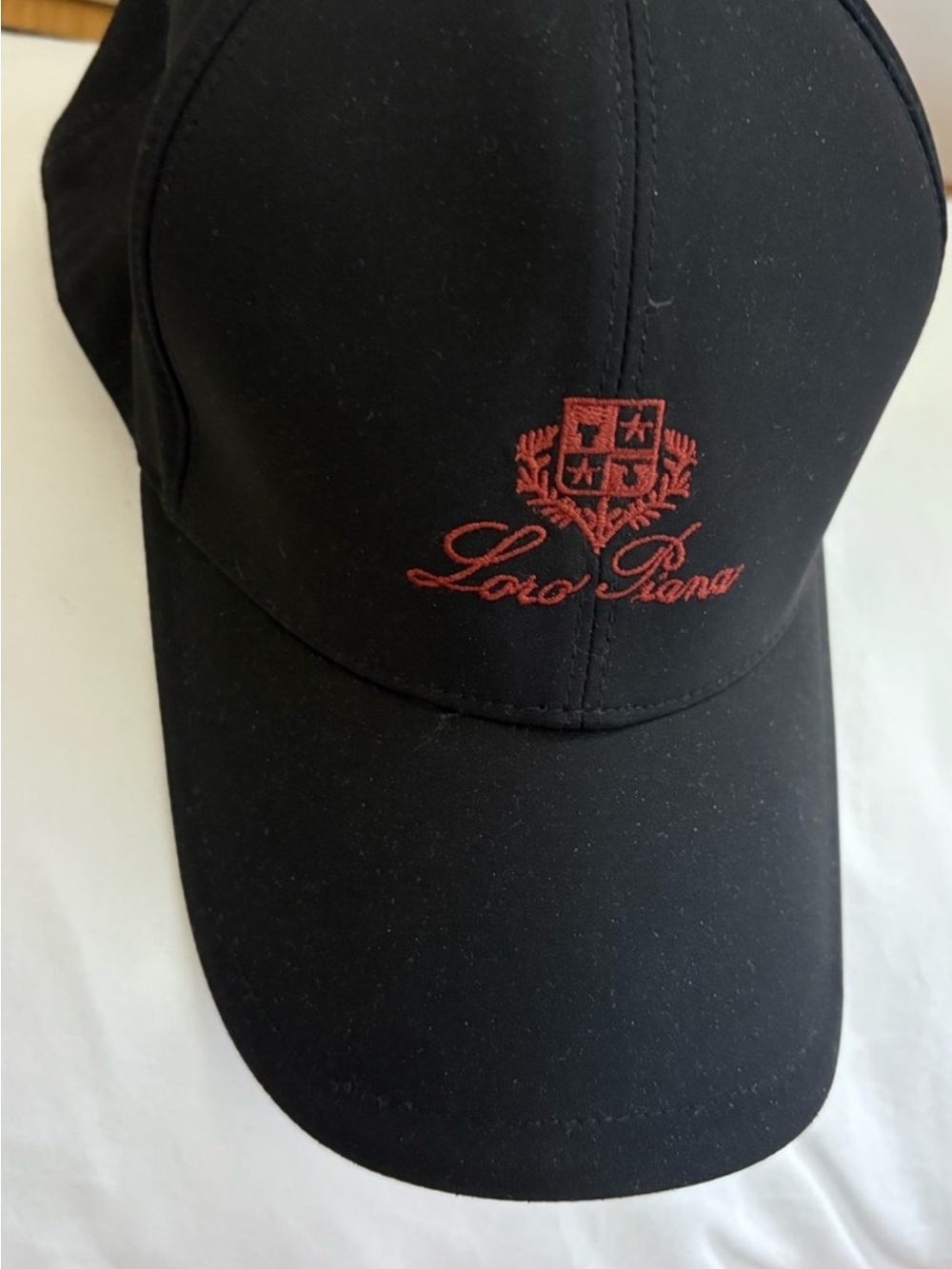 Loro Piana White Cap with Rust Trim and Plaid Cream Lining